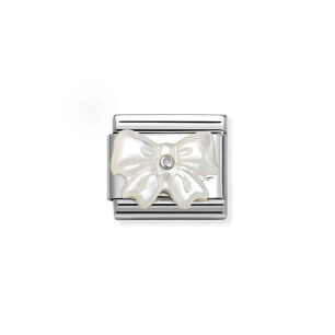 Nomination Link Silver 925 330509-20 Perłowa kokarda