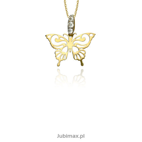 Zawieszka złota pr.585 z cyrkoniami motyl ażurowa