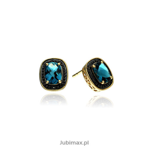 Kolczyki z topazami london blue 3,20ct i brylanty