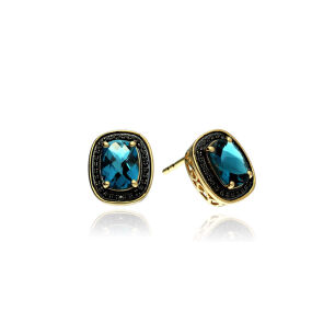 Kolczyki z topazami london blue 3,20ct i brylanty