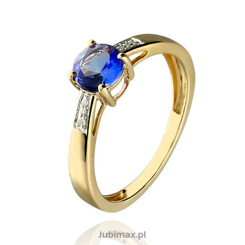 Pierścionek z tanzanitem 0,86ct i brylantami r16