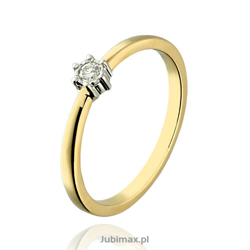 Pierścionek z brylantem 0,05ct żółte złoto r13