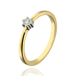 Pierścionek z brylantem 0,05ct żółte złoto r13