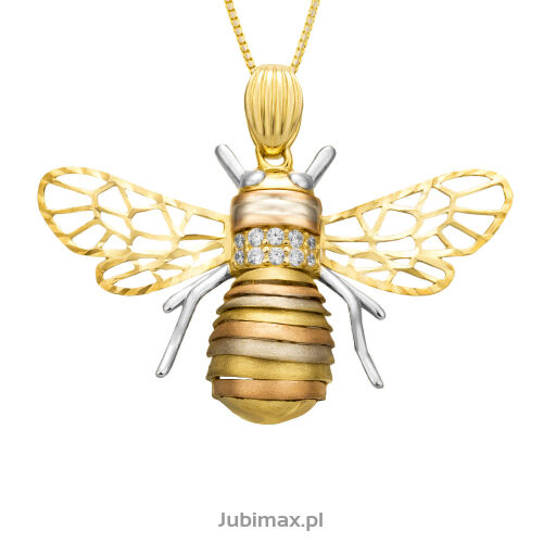 Zawieszka złota pr.585 z cyrkoniami mucha