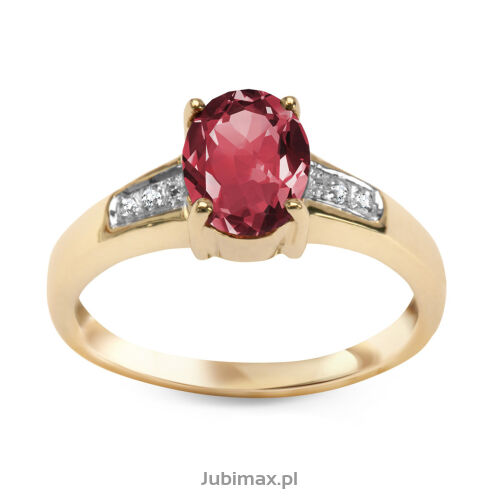 Pierścionek z granatem 1,40ct i brylantami r11