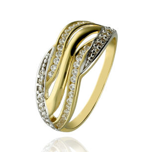 Pierścionek złoty pr.375 z cyrkoniami r17