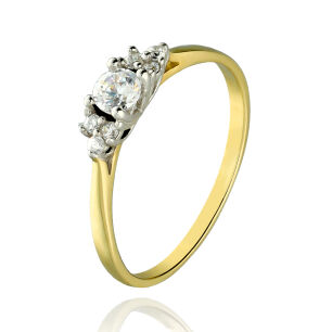 Pierścionek złoty pr.375 z cyrkoniami r15