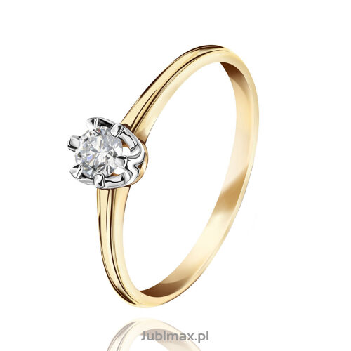 Pierścionek z brylantem 0,14ct żółte złoto r14