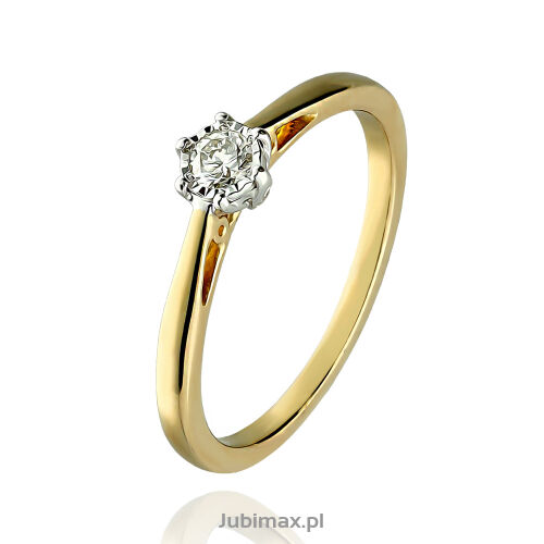 Pierścionek z brylantami 0,11ct żółte złoto r14