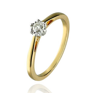 Pierścionek z brylantami 0,11ct żółte złoto r14
