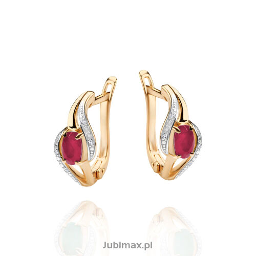Kolczyki z rubinami 0,70ct i brylantami