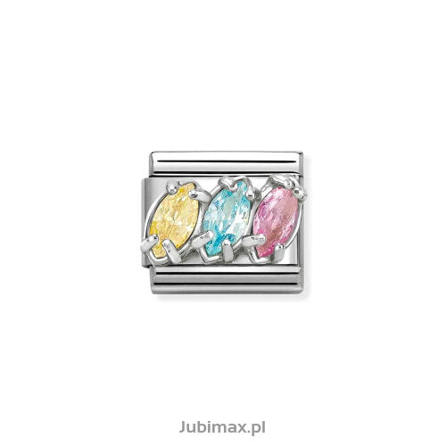 Nomination Link Silver 925 330329-20 Potrójne kolorowe łezki