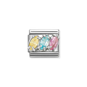 Nomination Link Silver 925 330329-20 Potrójne kolorowe łezki