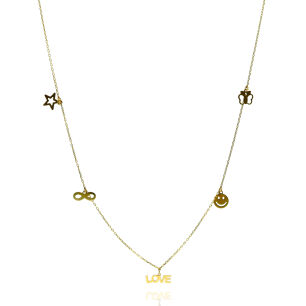 Naszyjnik złoty z zawieszkami 5 elementów 45cm