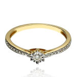 Pierścionek z brylantami 0,15ct żółte złoto r14 - 2