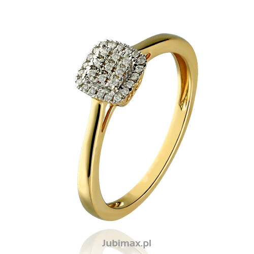 Pierścionek z brylantami 0,11ct żółte złoto r17