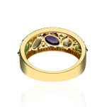 Pierścionek z peridotami 0,89ct i ametystem r18