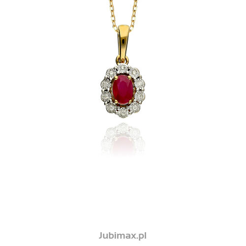 Zawieszka z rubinem 0,60ct i brylantami