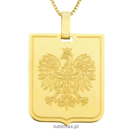 Zawieszka złota pr.585 blaszka z Orłem w Koronie