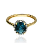 Pierścionek london blue topaz 1,54ct i brylanty