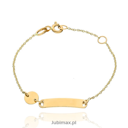 Bransoletka złota pr.585  z blaszką dziecięca 14cm